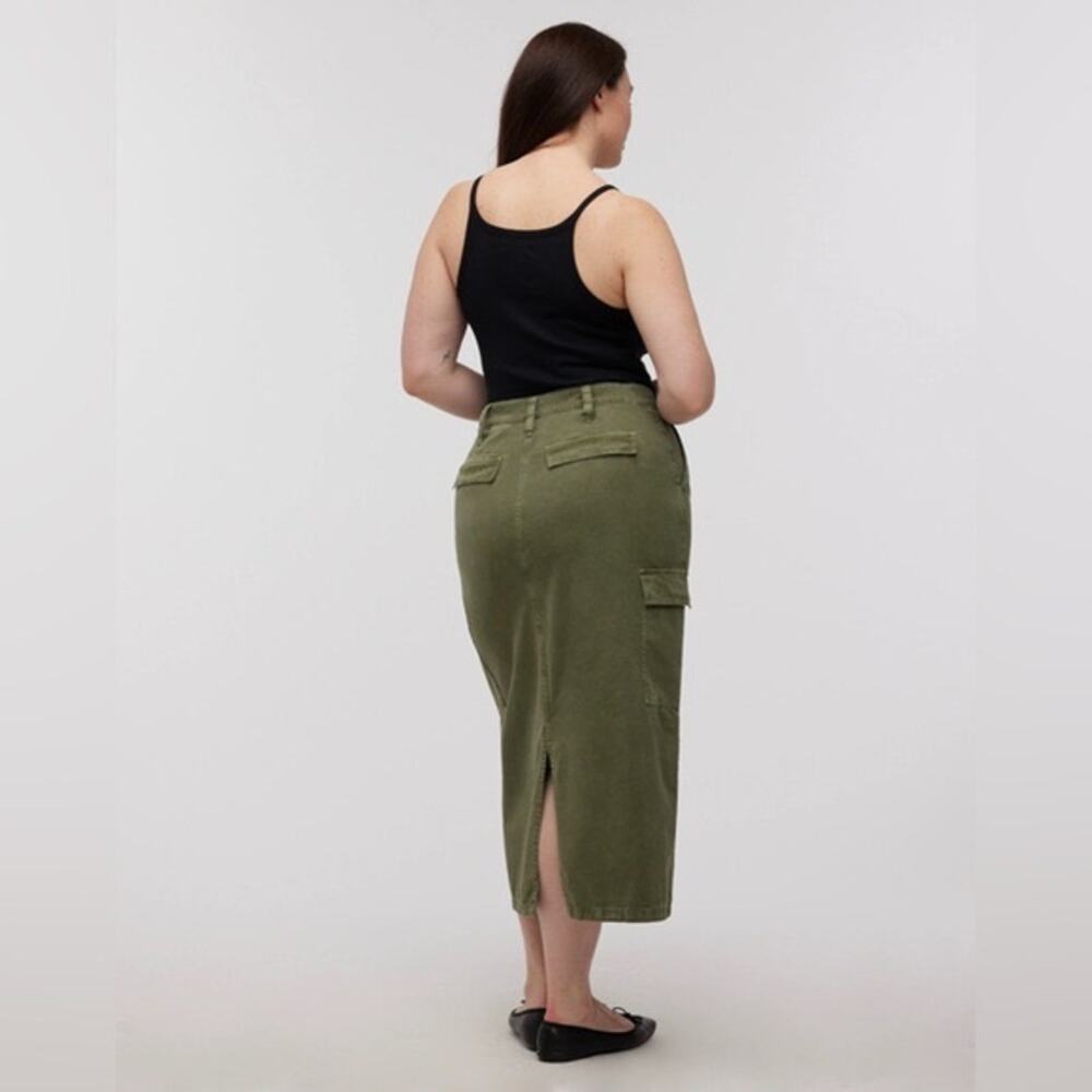Madewell Womens Olive Army Green Utility Cargo Midi Straight Casual Skirt 32